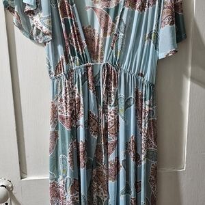Light Blue Paisley Maxi Dress - Brand Unknown